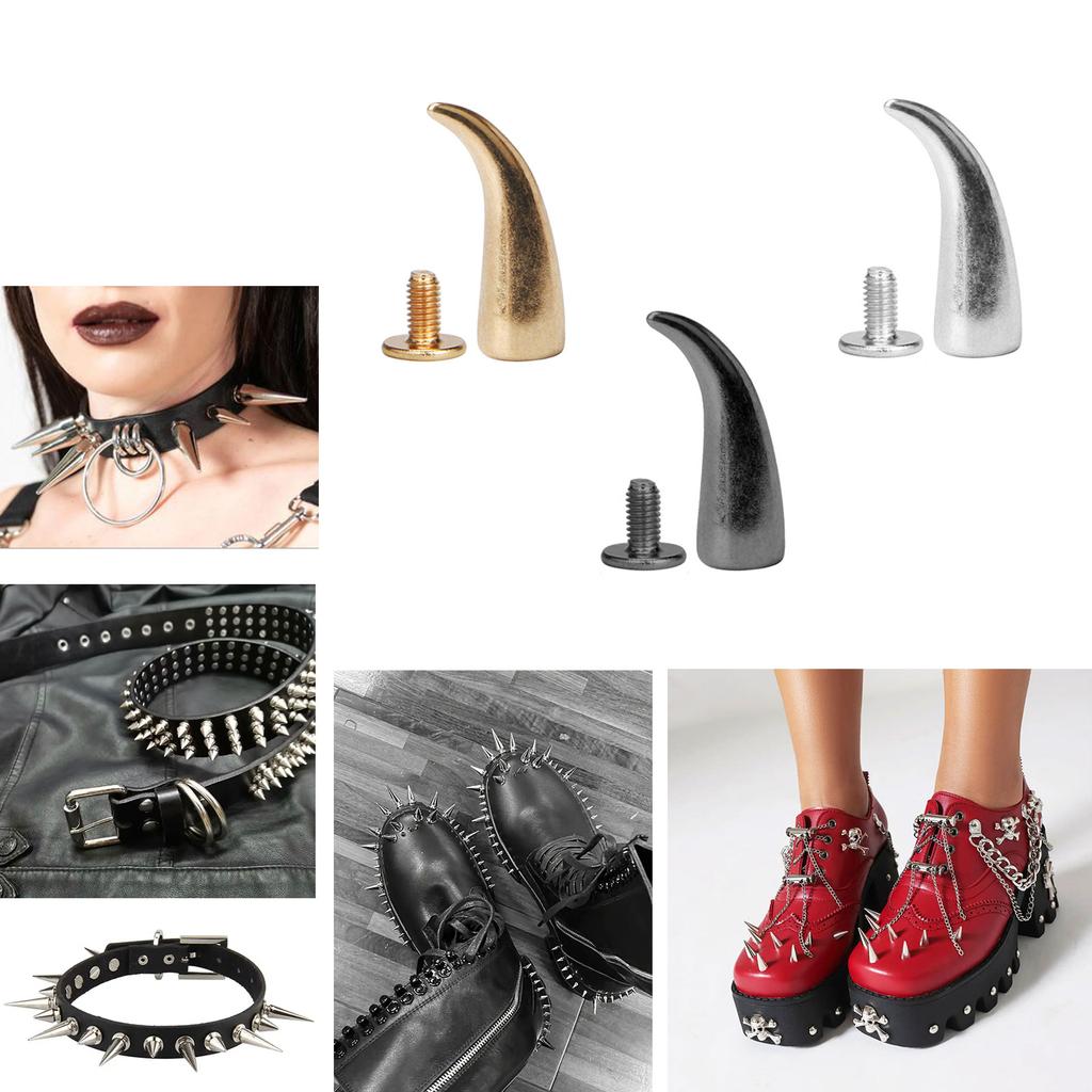 100PCS Punk Spikes Apparel Decoration Spikes Alloy Rivets Fashion Accessories for Leathercraft Rivet Studs and Projects