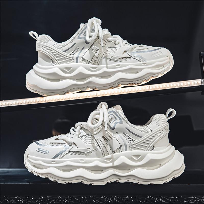 Fashion New low-top shoes 2024 spring and summer mesh mesh mesh breathable platform comfortable white shoes for men