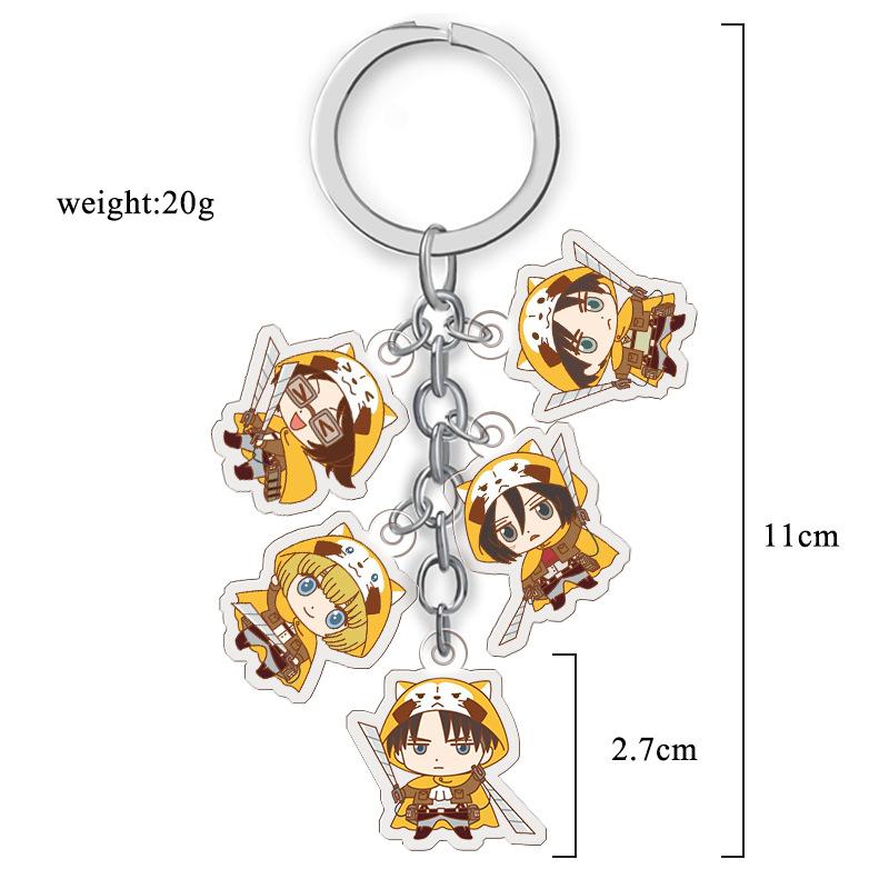 Attack on Titan Anime Acrylic Double Sided Transparent Keychain Set of 5 Pendant Hanging Accessories for Fans Collection Durable Gift