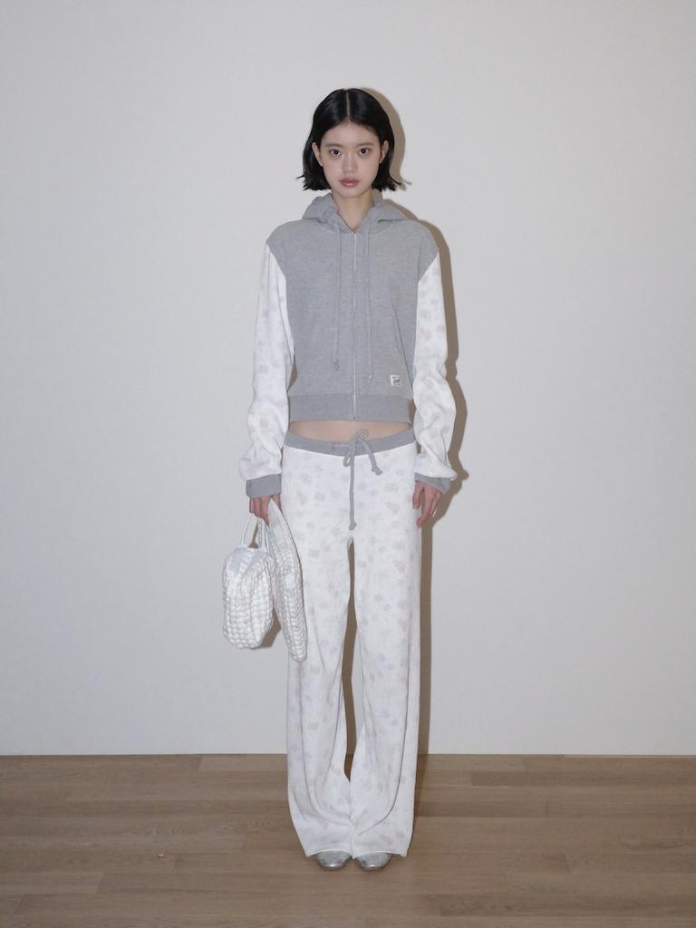 GLOWNY Contrast Dreamy Waffle Pants (Gray)