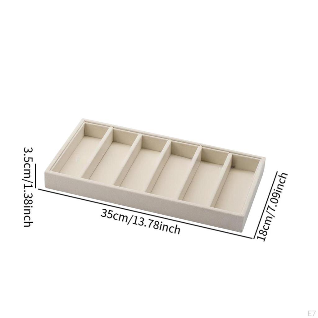 Eyeglass Display Tray, Frame Storage Box with Compartments, Velvet MDF, Secure for Valets,