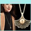 Colar de Pérolas Escalonado Elegante Para Mulheres na Cor Dourado Café Estiloso Para Moda Outono Inverno