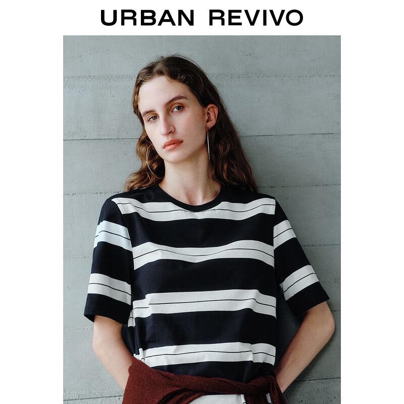 UR 2025 Autumn Striped Slit Cotton Dress