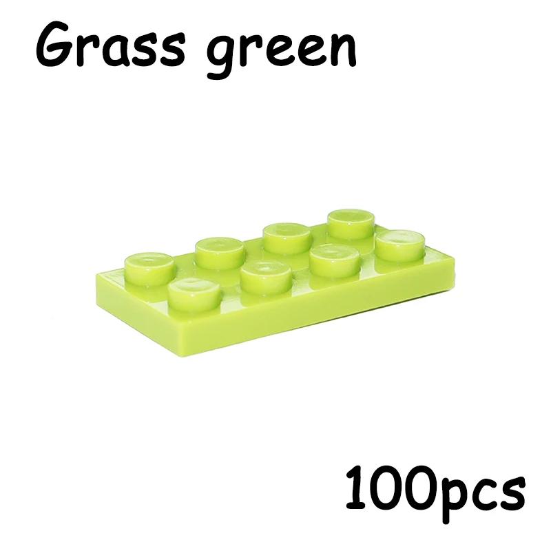 100PCS Size 2x4 Dot Plate 3020 MOC Assemble Particles DIY Building Blocks 2*4 Figures Bricks Educational Creative Toy for Kid