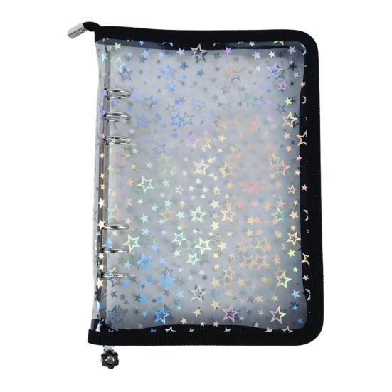 Zipper Binder Transparent Window Design Star Pattern PVC Cover Card Organizer with Multiple Slots Portable Card Holder Binder for Idol Cards Photo