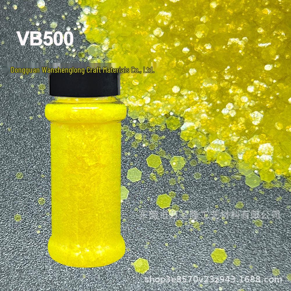 Neon Iridescent Glitter Flakes for Nail Art - High Shine Hemp Material жёлтый