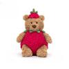 Aardbeien Barcelona Beer 26cm | Zacht Knuffelbaar Kinder Pluche Speelgoed Rood/Bruin