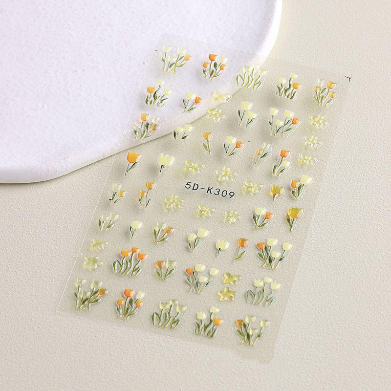 Nail Stickers: Tulip Adhesive Decals - Fresh, Sweet Japanese Style Nail Art.