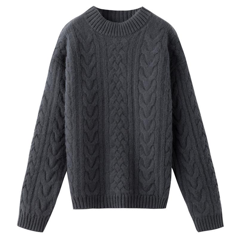Pull en laine torsadée unisexe: Sept aiguilles épaissies, 100 % laine pure, col semi-haut, style automne/hiver pour bébés garçons et filles.