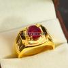 Ruby Oval Cut With 925 Sterling Silver Gold Plated Ring For Men's #B519 JL375684090654