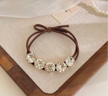 6pcs Elegant Pearl Crystal Hair Tie Elastic Hairbands Elegant Rhinestone Hair Rope Women Girls Ponytail Holder Hair Accessories