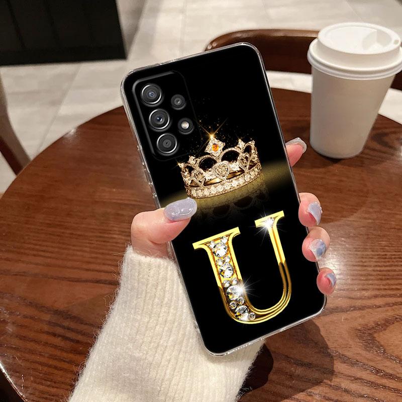 Letter M L E T K J I U Clear Phone Case For Samsung Galaxy A56 A57 A37 A55 A54 A36 A35 A26 A25 A16 A17 A07 A52 A34 A73 A53 Cover
