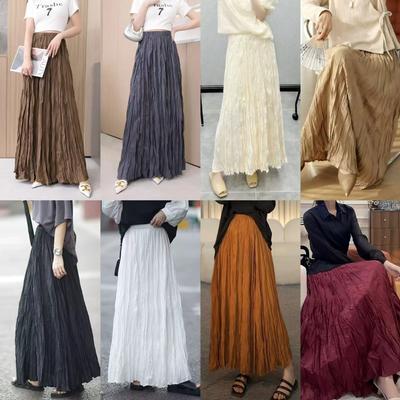 DX~~ Long Lazy Skirt, Large Skirt, Pleated Skirt, Curved Skirt, Elasticated Waist, Crotch Pleated Skirt