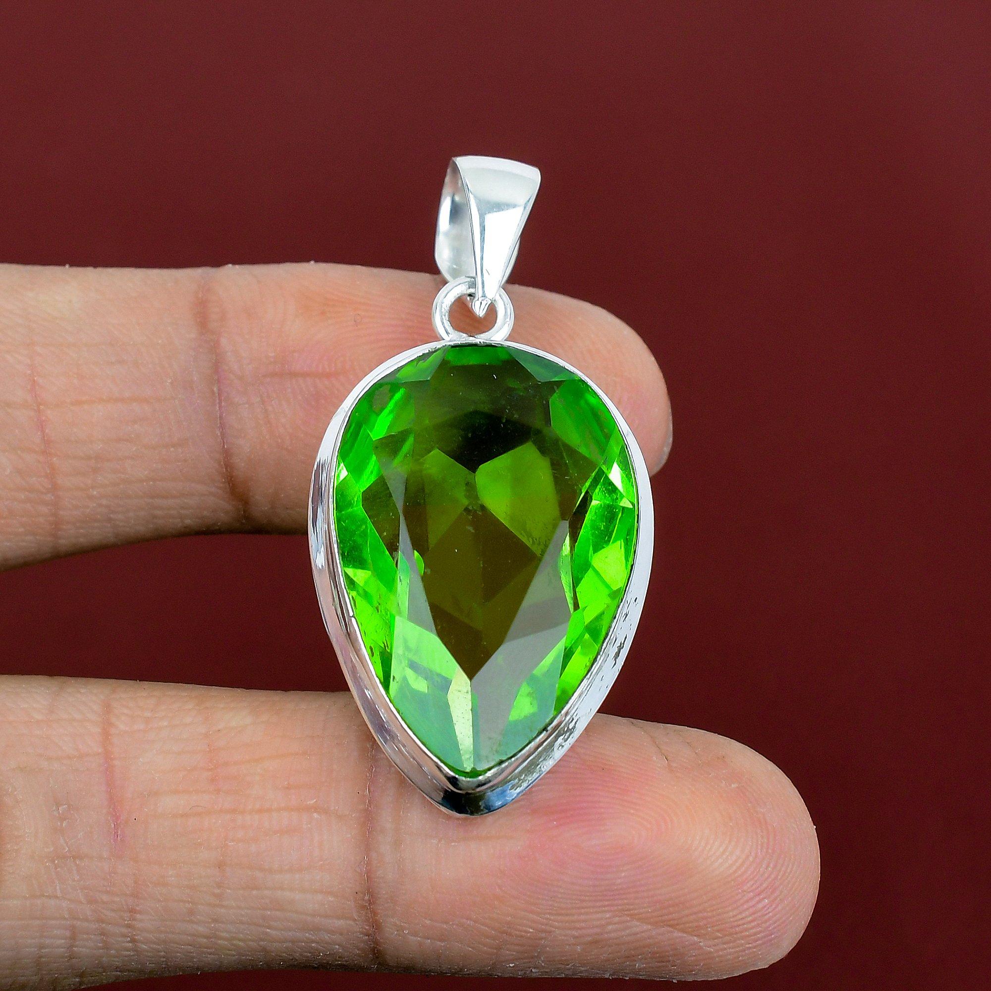 Faceted peridot pendant gemstone handmade pendant 925 sterling silver pendant beautiful peridot jewelry latest design pendant gifts for wife