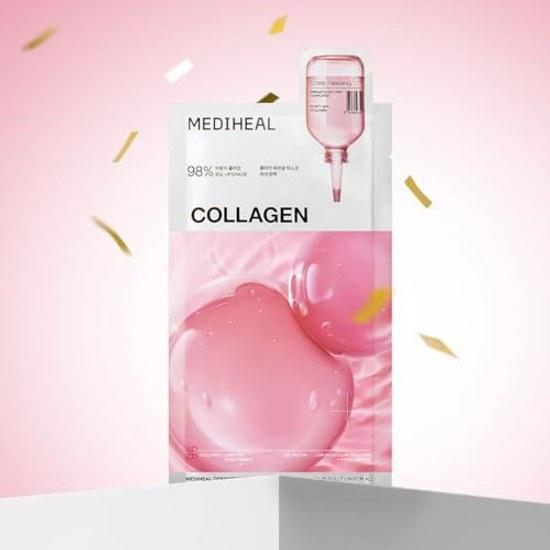 MEDIHEAL Collagen Essential Mask 10P Elasticity Pore Care Abundant Serum Hyaluronic Acid Peptide Moisturizing Skincare Sheet Face Pack