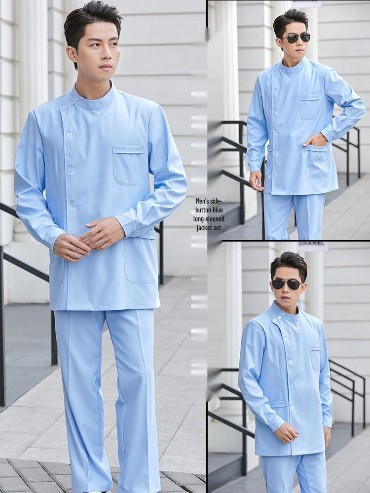 

Чоловічий білий халат з коротким рукавом, медичний робочий одяг для лікарів та стоматологів M