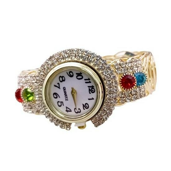 Nuovo Set Orologio e Bracciale a Catena Artiglio Strass da Donna Celebrità