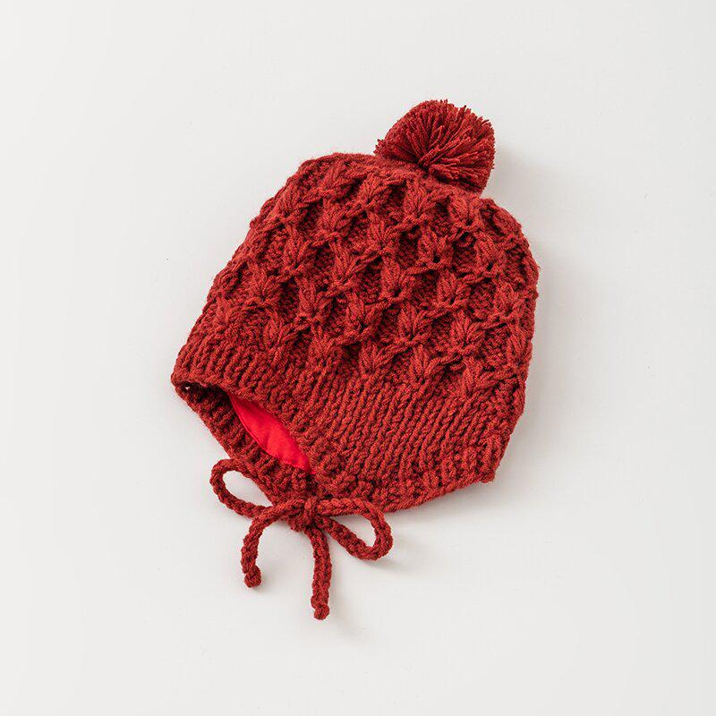 Korean-Style Hand-Knitted Wool Hat for Newborns – Warm, Windproof, and Ear-Protective for Boys and Girls.