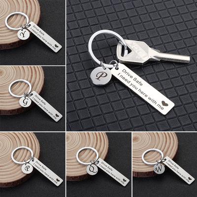Girlfriend A-Z 26 Initials Lettering Key Ring Fashion Jewelry Lover Gifts Drive Safe Keychain