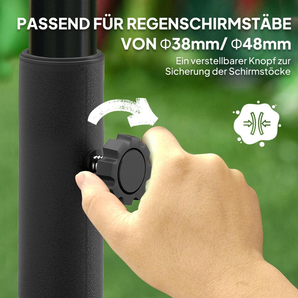 Sonnenschirmständer bis 25 kg befüllbar Schirmständer mit Rollen,