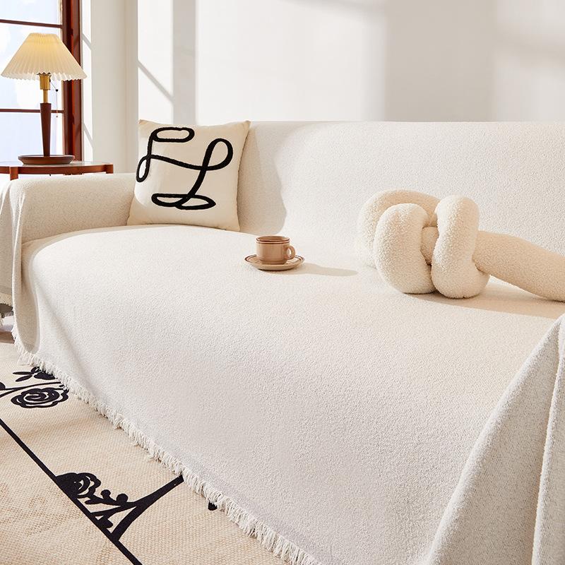 Kremowy wiatr Chenille narzuta na sofę antypoślizgowa poduszka cztery pory roku uniwersalny, uniwersalny, prosty narzuta na ręcznik.