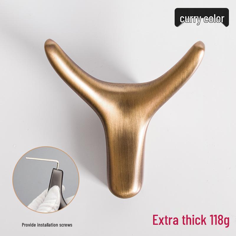 Nordic Creative Zinc Alloy Ox Horn Wall-Mounted Coat Hook for Bathroom, Kitchen, or Entryway.