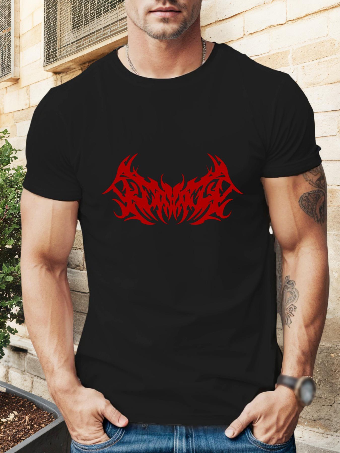 Casual Summer Short Sleeve T-shirt - White with Bold Red Abstract Devil Letter Graphic XXXXL