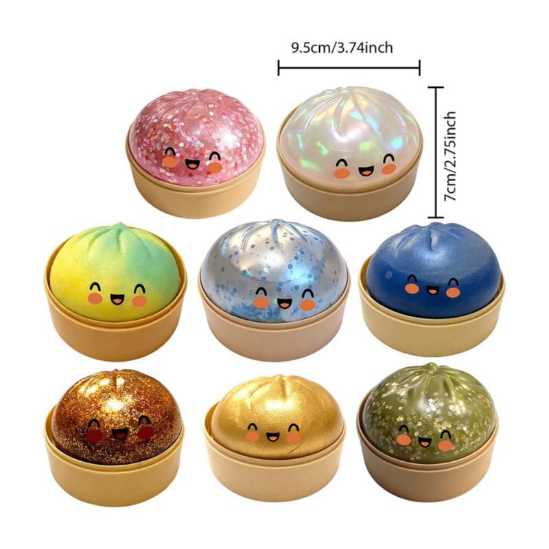 Crystal Steamer Slow Rising Squishy Simulation Steamed Bread Premium with Beads Sparkles Squeeze Toy Relax Gift Fidget Toy New