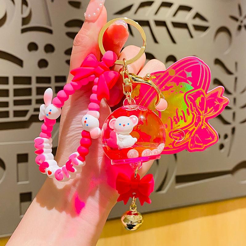 

Rabbit Acrylic Creative Wind Chime Floating Bottle Keychain Perfect For Birthdays