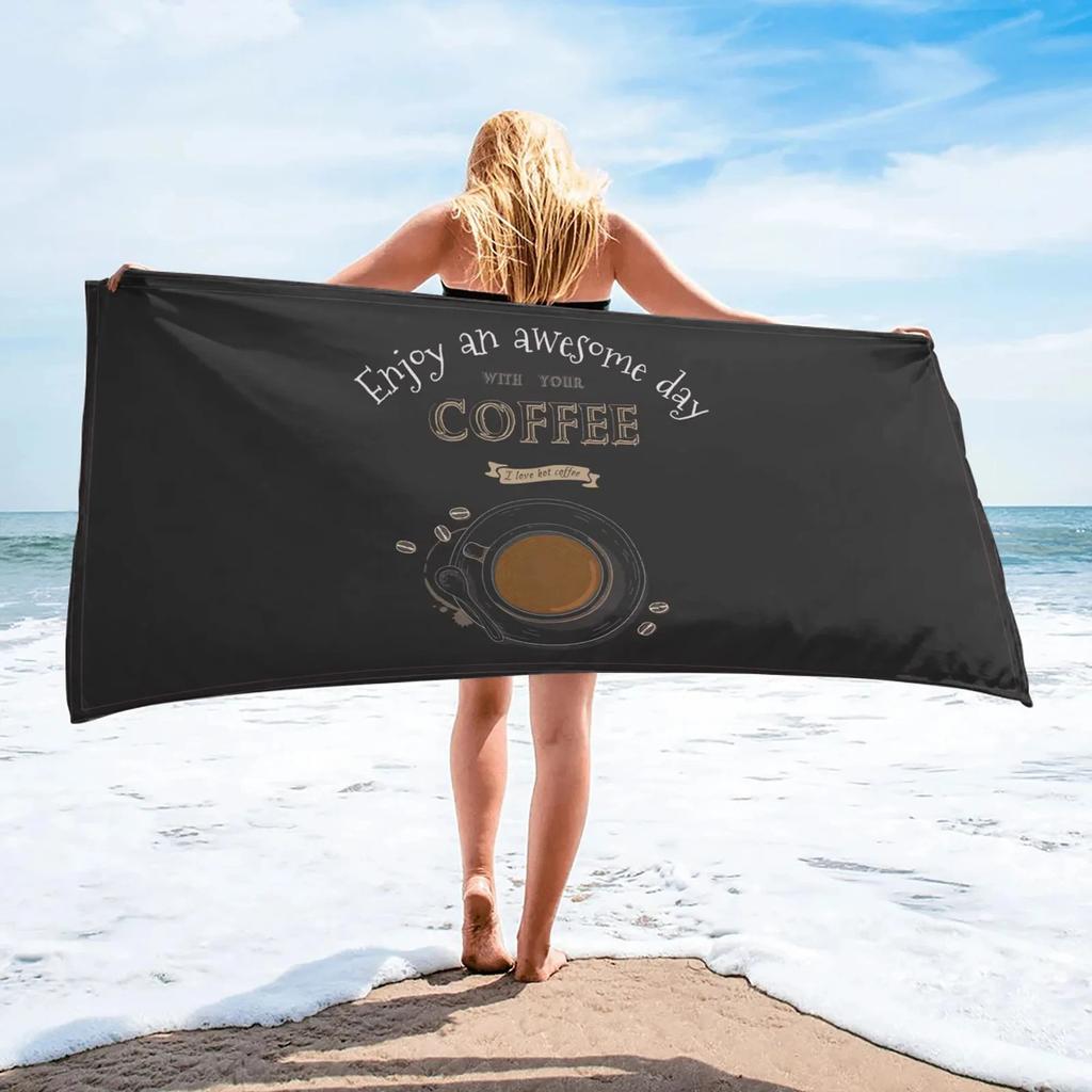 Delicious Coffee Print Comfort Beach Towel for Your Companion Friend Gifts, Microfiber Quick Dry Camping Swim Pool Bath Towels