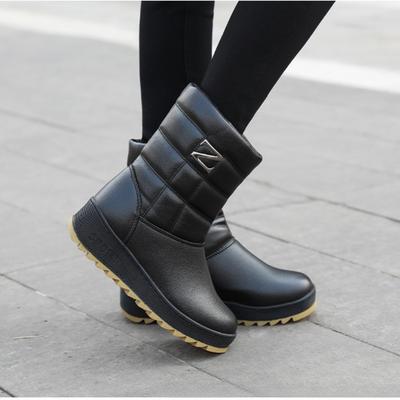Women's Leather Winter Fur One Thickened Padded Waterproof Comfortable Warm Anti-cold Lightweight Hiking Waterproof Anti-slip Short Snow Boots