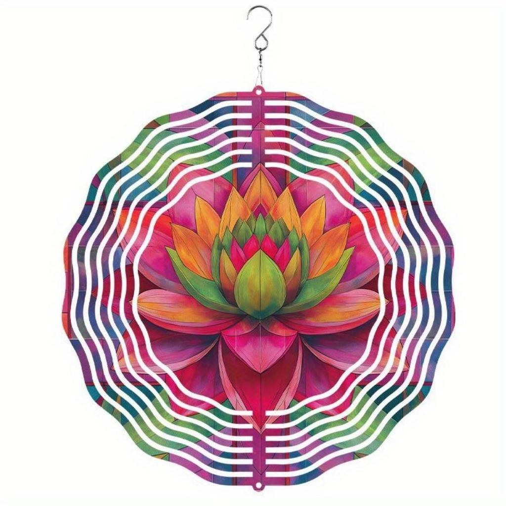 10 Inch Bohemian Metal Wind Spinner Chime for Outdoor Garden Decor Rotating Two Way Hanging Gift for Mom Christmas