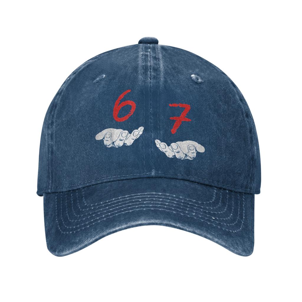 Six Seven 6 7 Meme Funny Hands Baseball Cap Men Women Distressed Denim Snapback Gen-Alpha Slang Outdoor Workouts Adjustable Hats