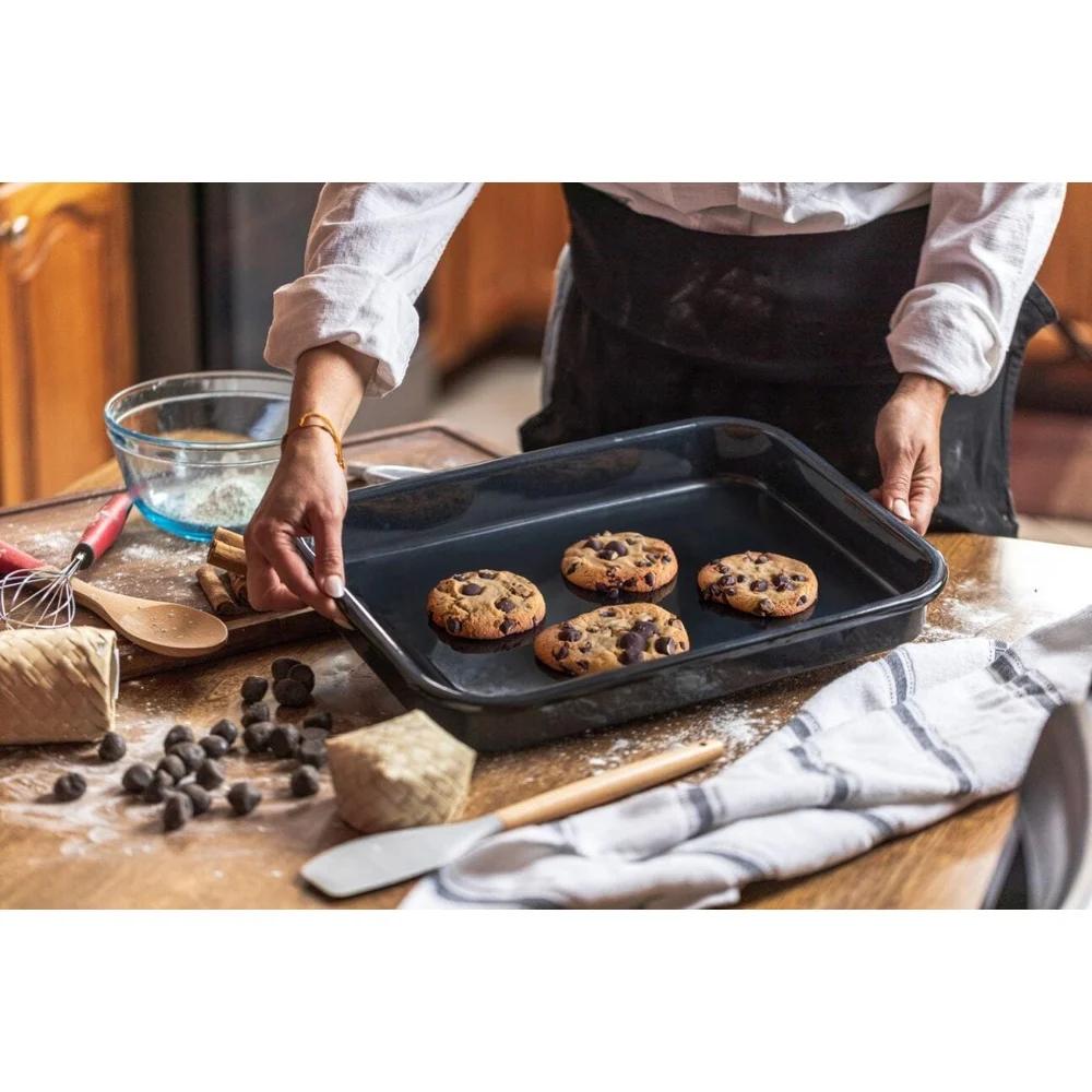 Non-Stick Enamel Baking Tray Heat Resistant Baking Sheet Cookies Desserts Easy Clean Scratch Resistant Kitchen Bakeware Tools