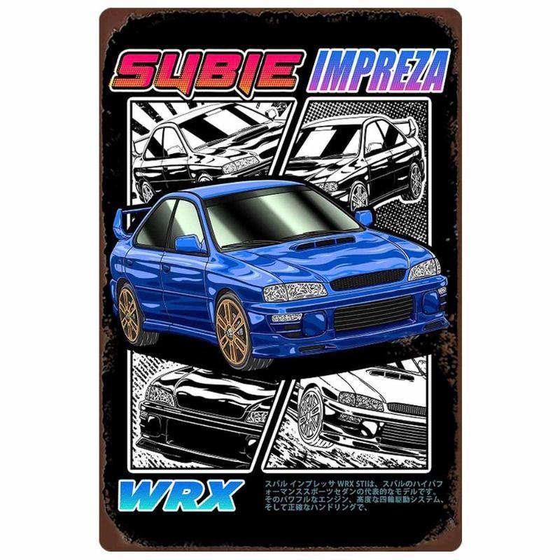 Racing Car Retro Style Metal Decorative Painting for Garage Room Decor