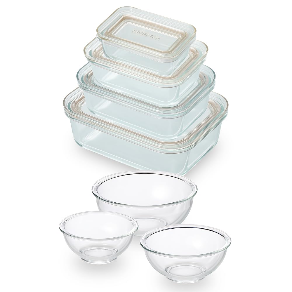 

Neat Iris Ohyama Glass Container Set Heatable up to Ready to Storage 7-Piece Heat-Resistant (Clear), Stackable, Leak-Resistant, 350°C,