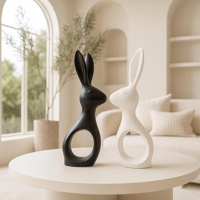 Decorațiuni pentru casă Pereche de iepuri Design elegant (Alb negru)