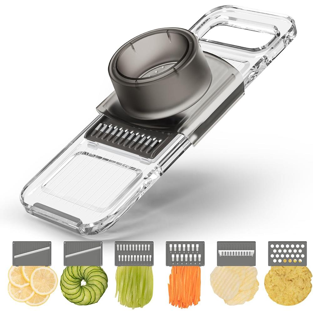 

LMETJMA 6 in 1 Multifunctional Mandoline Slicer Handheld Vegetable Cutter with Hand Guard Kitchen Onion Carrot Slicer Cutter чистый