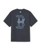 Emelbi Vintage Denim-Like Monogram Big Lux Oversized Short Sleeve T-Shirt Bos (D.Grey)