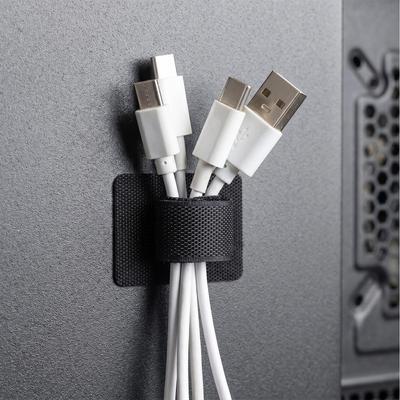 Adhesive Under Desk Cable Ties Wire Holder Cord Organizer Adjustable Hook and Loop Cable Management Holders For Home Office