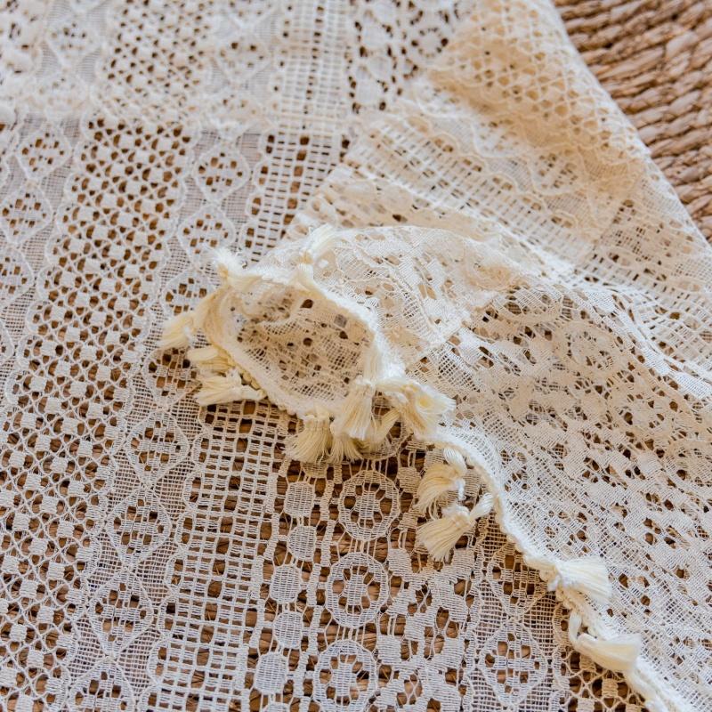 Pannelli Tende Trasparenti in Pizzo Bianco Beige, Motivo a Monete Filtranti la Luce Pronti all'Uso in Voile per Soggiorno Finestra a Golfo