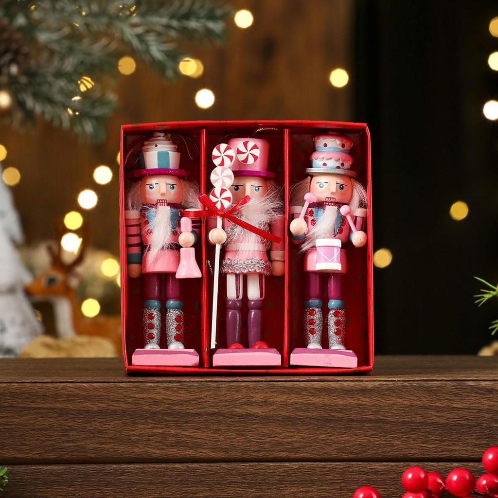Cross-border Nutcracker Christmas Ornament - Wooden Small Gift for Window or Desktop Decorations