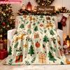 Blanket 1pc Christmas Elements Scattered 2D-Printed Flannel Throw Blanket - Soft And Cozy Suitable for Use On The Sofa While Trave