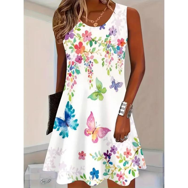 Женское весенне-летнее простое элегантное платье-жилет с принтом S