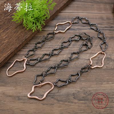 New Mixed-color Hollow Geometric Metal Long Necklace, Women's Exaggerated Punk Irregular Metal Style Long Item