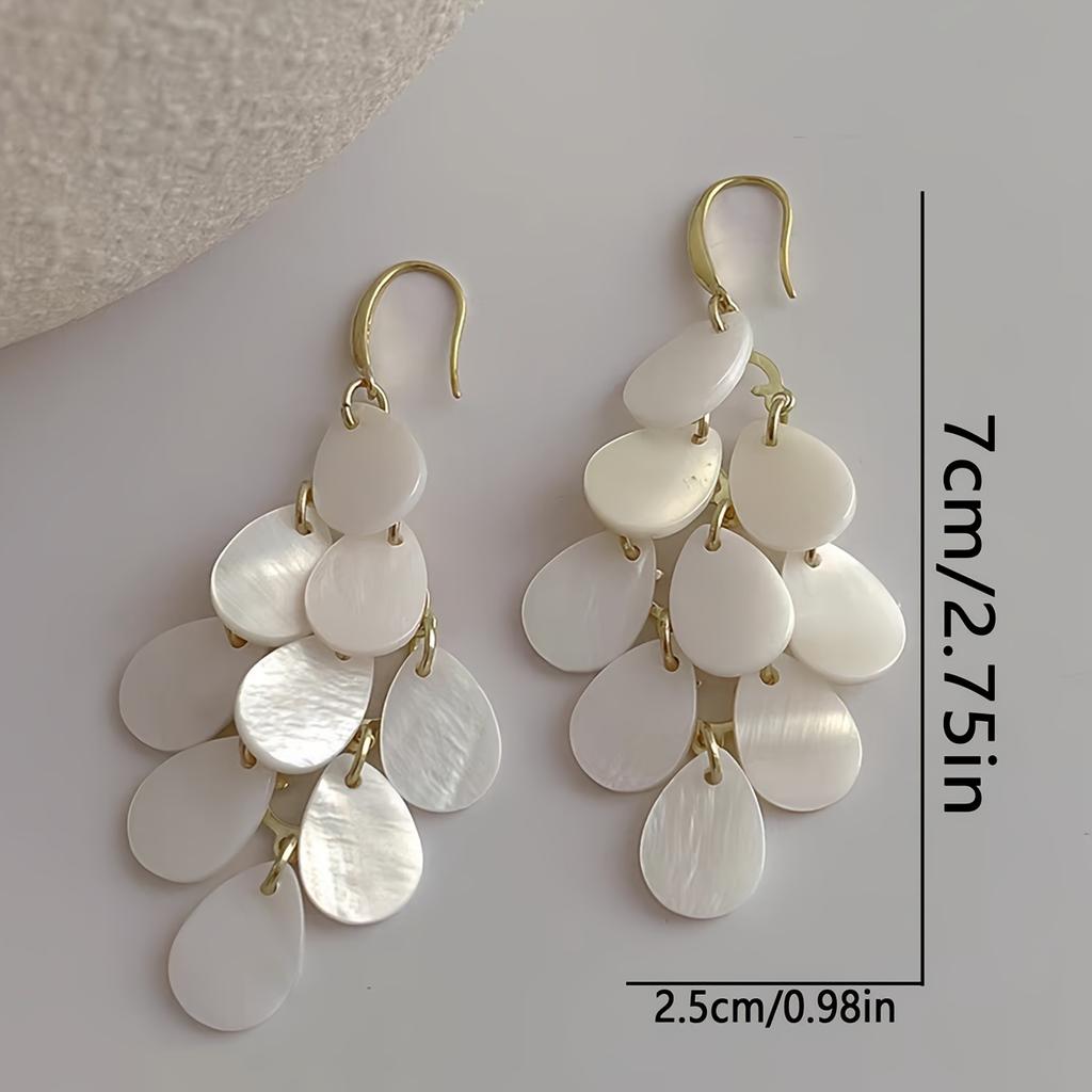 Elegant Water Drop Shell Dangle Earrings - Perfect for Casual Attire