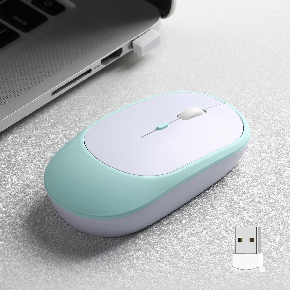 

Rechargeable Wireless Mouse Dual Modes Bluetooth-compatible 2.4G USB Ergonomic Mice For Laptop Pad Tablet Macbook Mause зелений