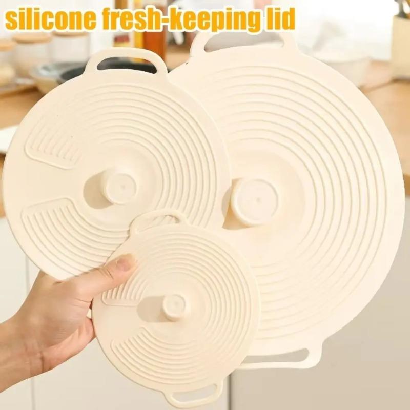 Dustproof Silicone Pot Lid with Handle, Anti-Spill Splash-Proof Sealing Fresh-Keeping Cover for Bowl, Microwave & Refrigerator
