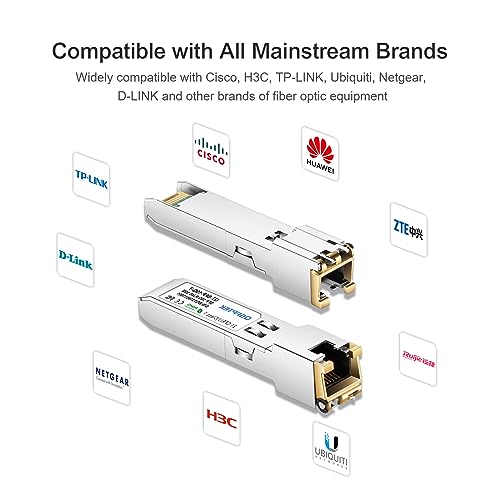 10Gb SFP+ RJ45 Transceiver, 10GBASE-T SFP To Ethernet Module, 10 Gigabit SFP Copper RJ-45 30m, 10g Network Fiber Optic Mini GBIC Generic 200 Vendor Co