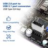 1pcs USB 2.0 to USB 3.2 Gen 1 Header Adapter for Mainboard with Type E Key-A Female Front Panel Socket to 9 Pin Header Internal